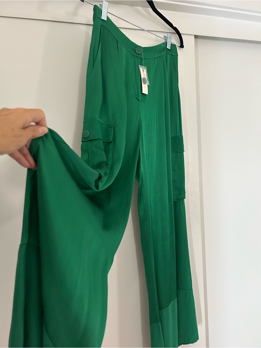 Anthropologie/Corey Lynn Calter Emerald Green Wide-Leg silky pants M - Picture 2 of 9